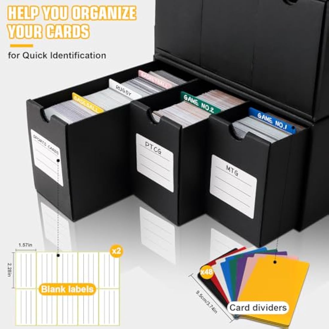 QLOUNI 12000+ Trading Card Storage Box – 12 Pack Cardboard TCG Organizer