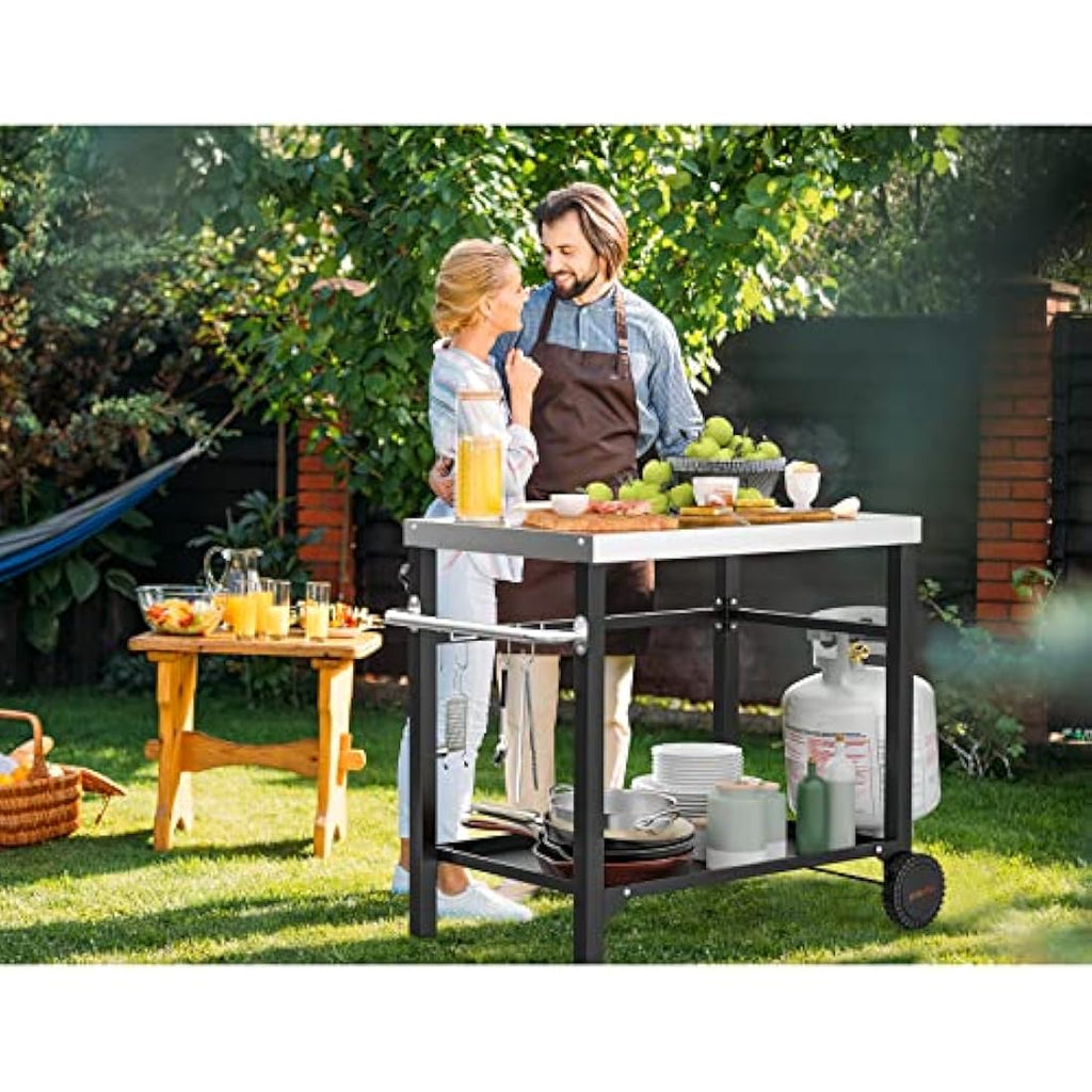 Onlyfire Stainless Steel BBQ Serving Trolley – Outdoor Grill Prep Table