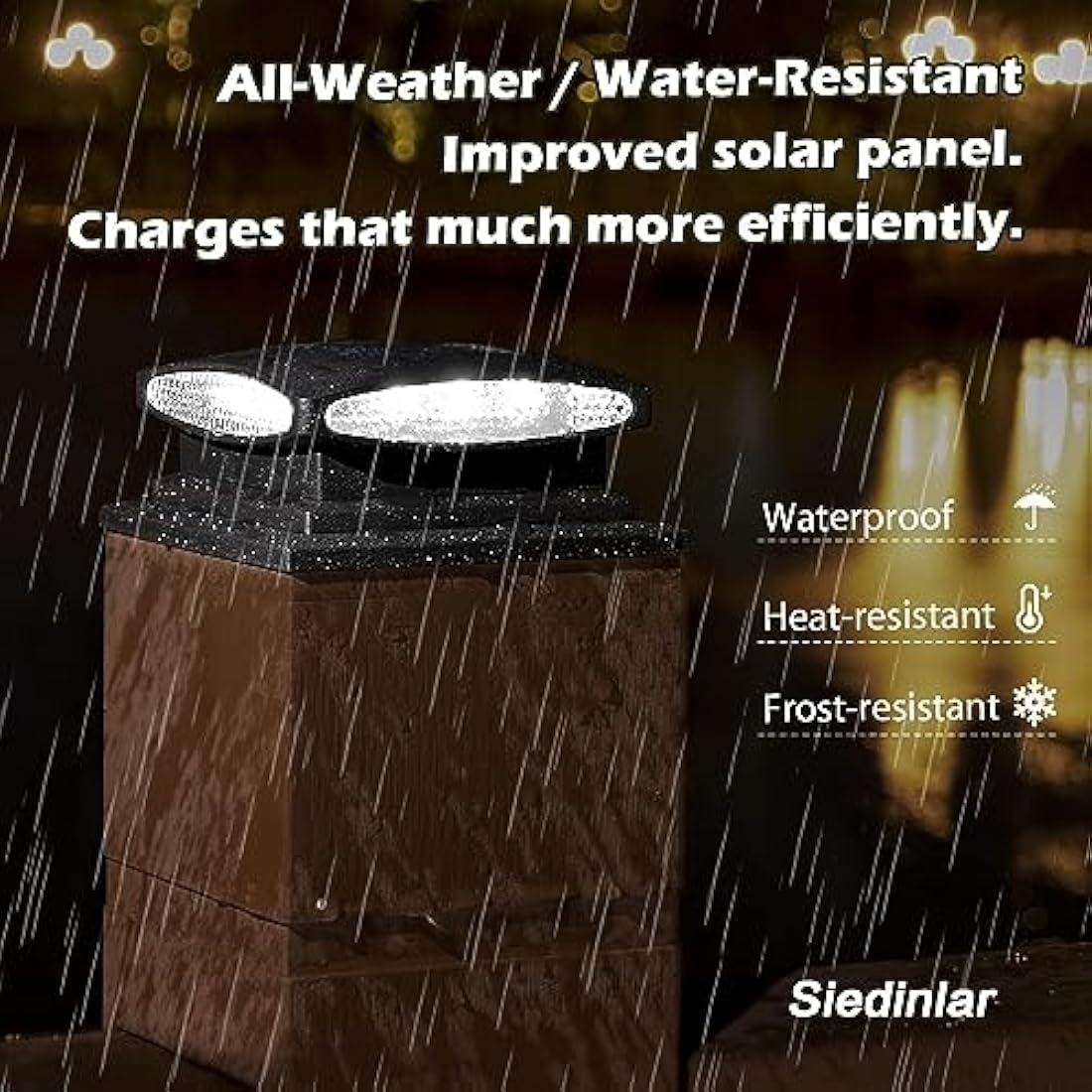 Siedinlar Solar Post Cap Lights | 2 Modes LED Outdoor Fence Decor | 4 Pack