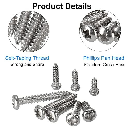 595Pcs 304 Stainless Steel Self Tapping Screws Assortment Kit