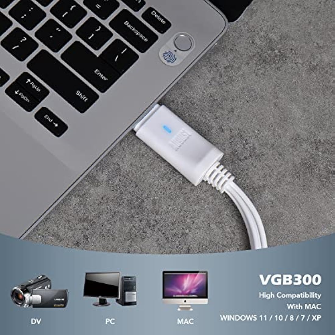 August VGB300 USB Video Capture Card - VHS to Digital Converter for PC & Mac