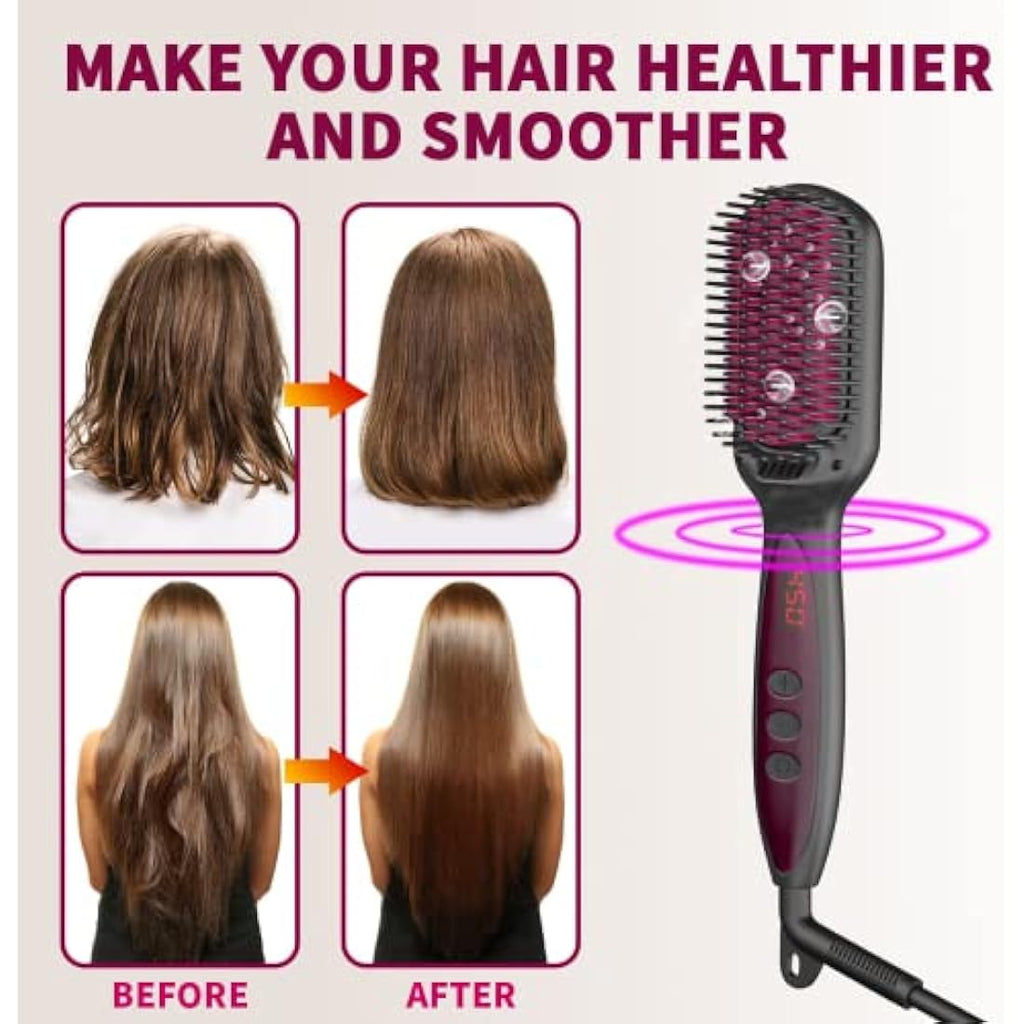 Jolof Store Ionic Hair Straightener Brush – Ceramic Anti-Scald Styler