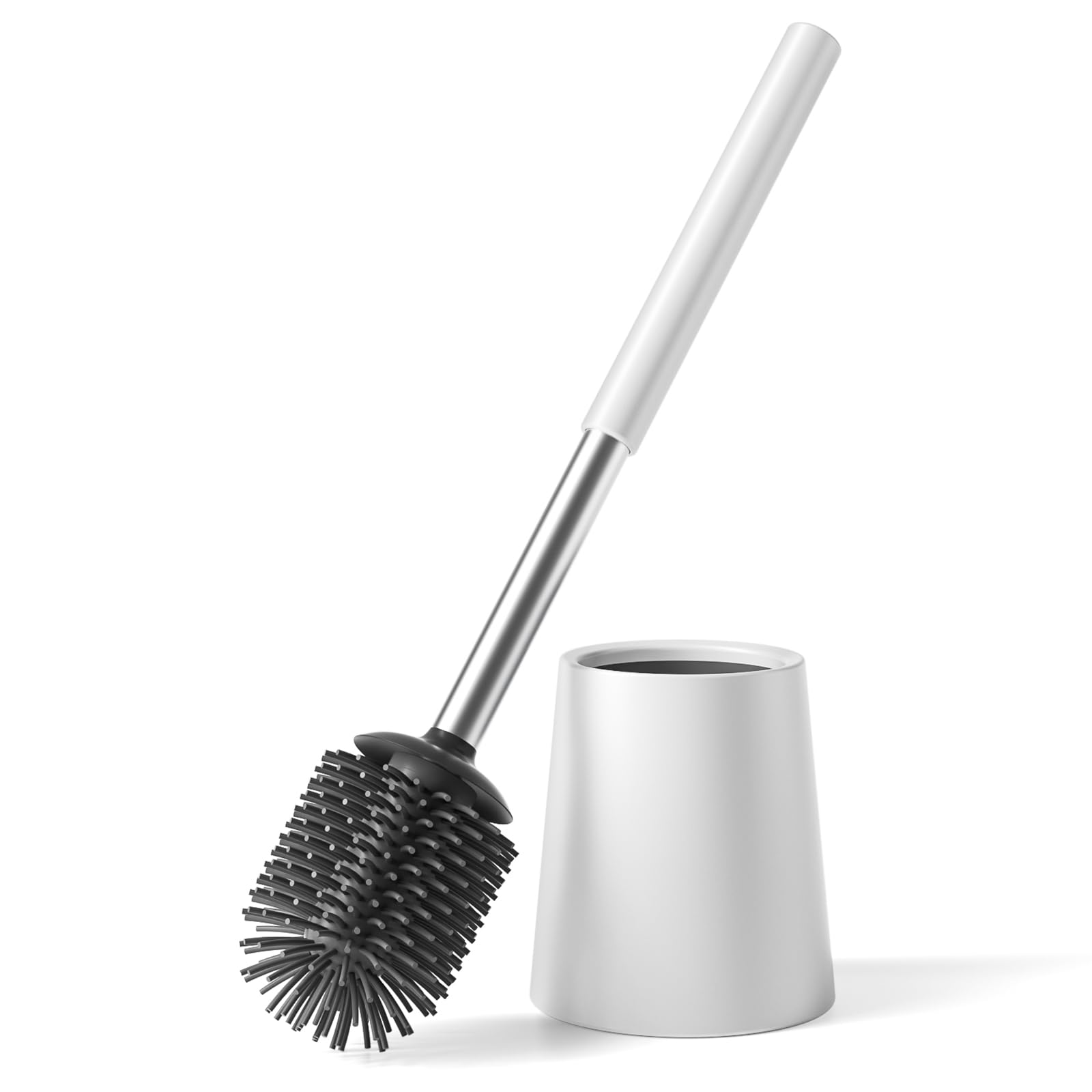Siapapla Matte White 304 Stainless Steel Toilet Brush and Holder Set