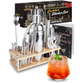 Trongle 26-Piece Cocktail Shaker Set | Stainless Steel Kit with Wood Stand