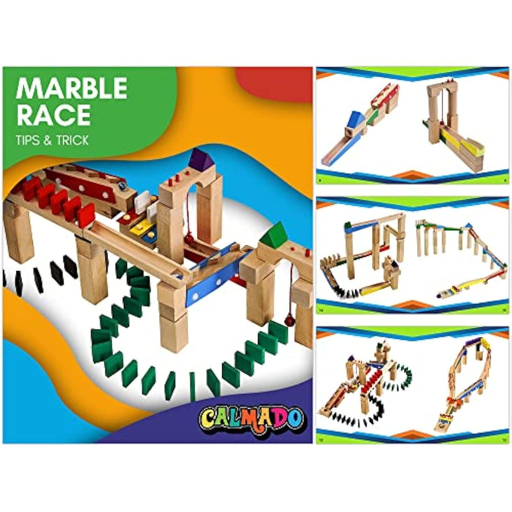 Calmado 200-Piece Wooden Marble Run Set – Beech Wood STEM Toy for Kids