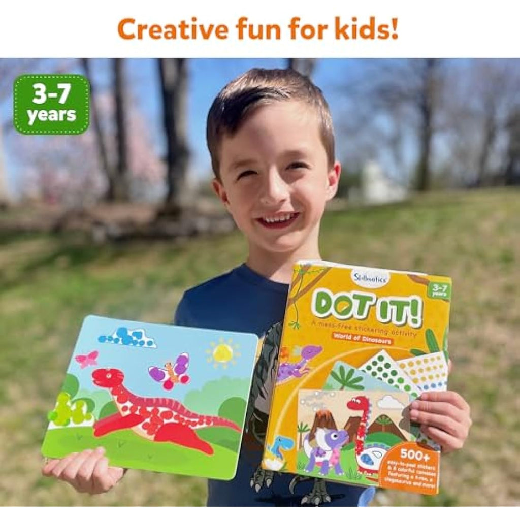 Skillmatics Dot It Dinosaur Sticker Art Kit – Mess-Free DIY Craft for Kids