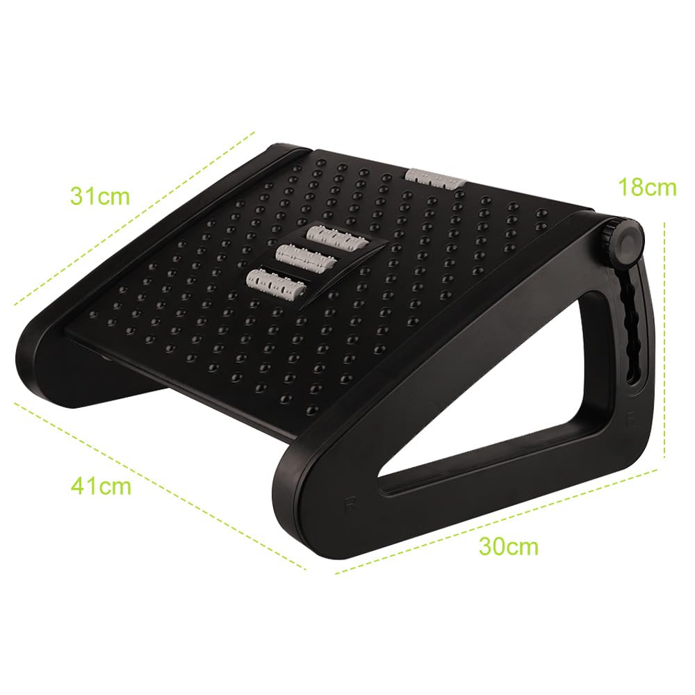 Adjustable Desk Foot Rest with Massage Function, 6 Height Ergonomic Foot Stool Under Desk Footrest for Home Office Travel Use - image 2