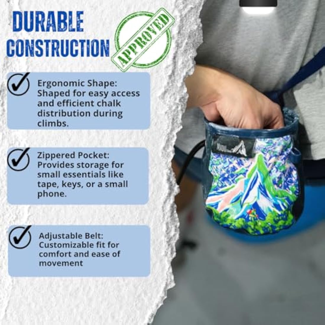 Madu Climb Rock Climbing Chalk Bag – Durable Water Colour Artwork