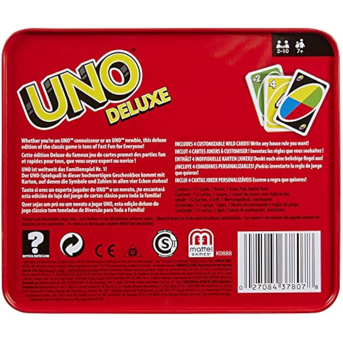 Mattel Games UNO Deluxe Card Game - Classic Family Game in Storage Tin