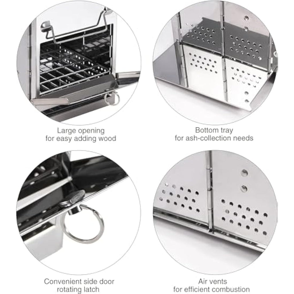 REDCAMP Wood Burning Camping Stove | Portable Stainless Steel Grill