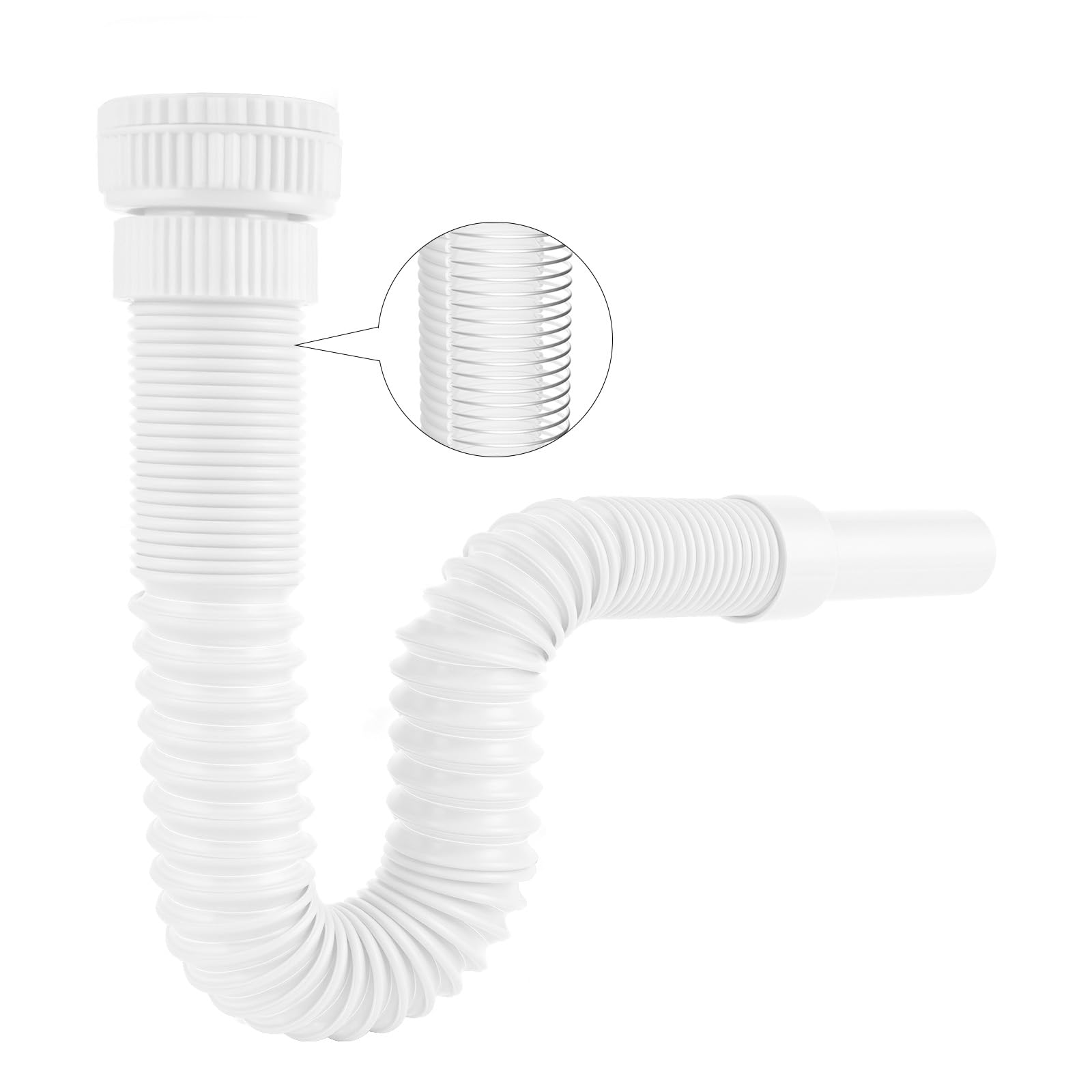 Hibbent Flexible Waste Pipe | Odour-Proof Sink Trap with Steel Wire