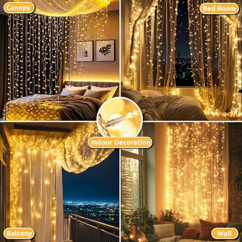 Dekofun 2-Pack 600 LED Curtain Fairy Lights | 6m x 3m Waterproof String