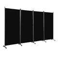 Angel Living 4 Panels Folding Room Divider, Privacy Screen Composed of Polyester Fabric and Sturdy Iron Frame