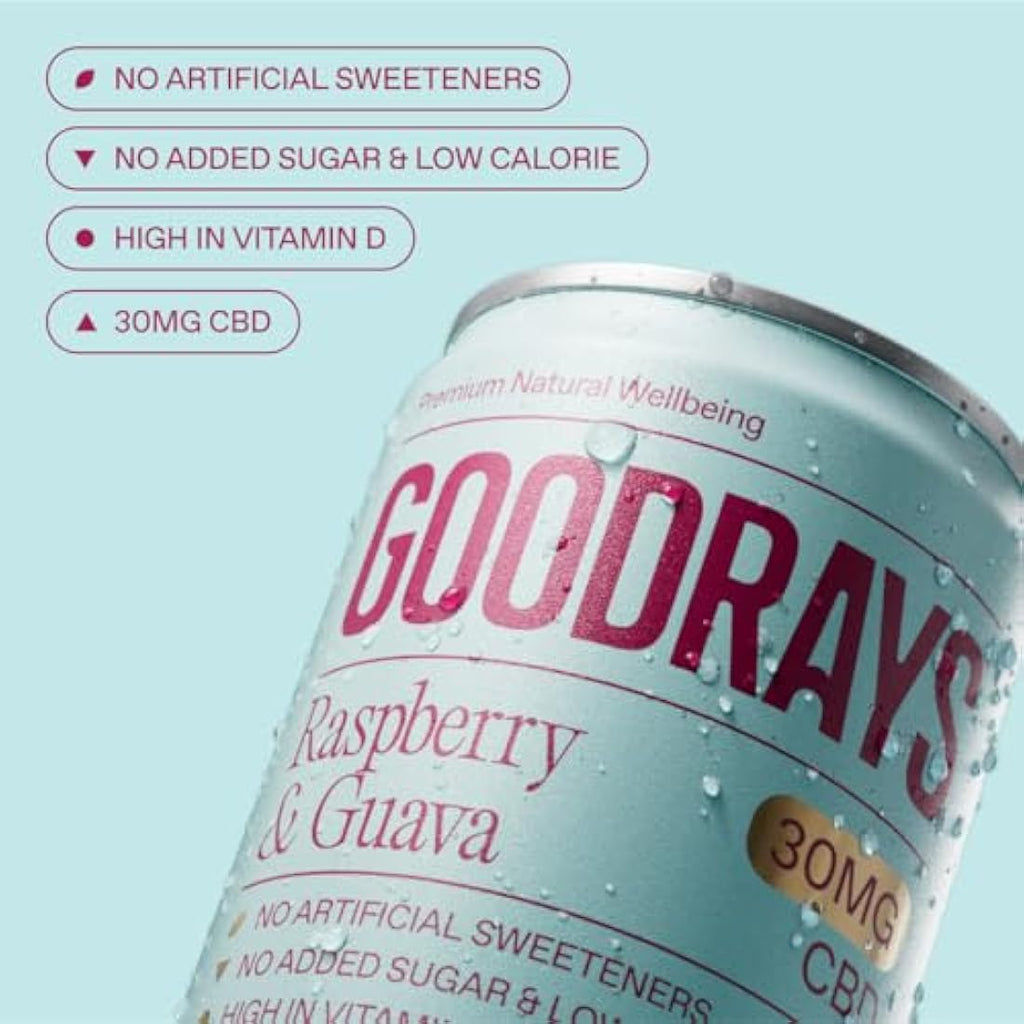 Goodrays 30mg CBD Drink | Raspberry & Guava | 24 x 250ml Cans