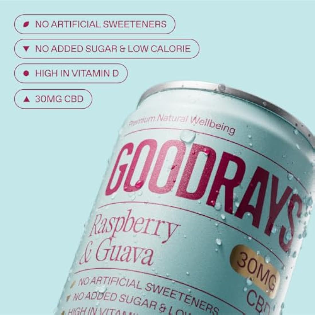 Goodrays 30mg CBD Drink | Raspberry & Guava | 24 x 250ml Cans