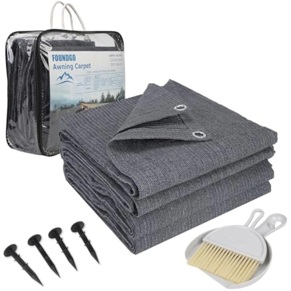 FoundGo Awning Carpet – 280g/m² HDPE Breathable Camping Rug with Bag