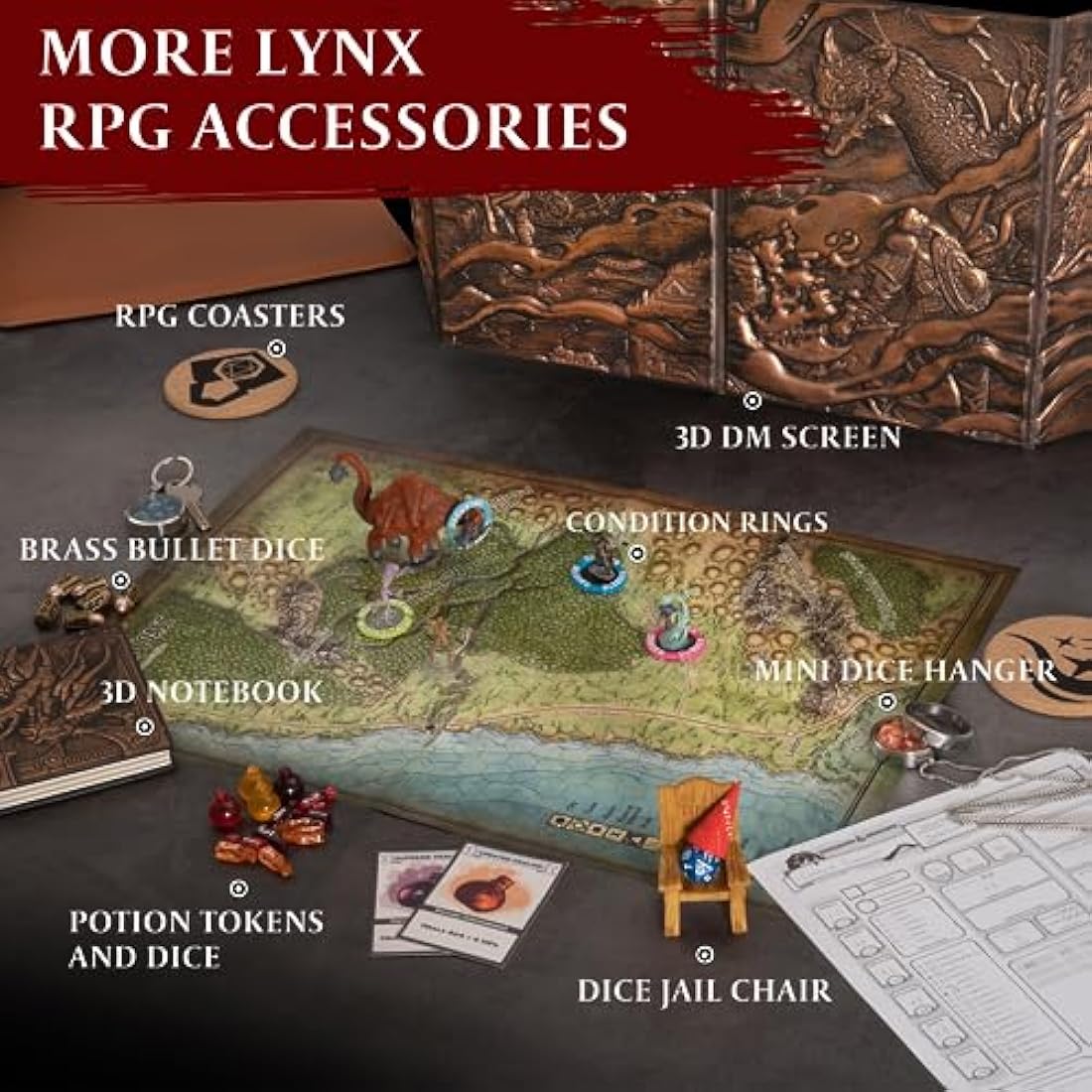 Jolof Store D&D DM Screen – 3D Faux Leather with Customizable Inserts
