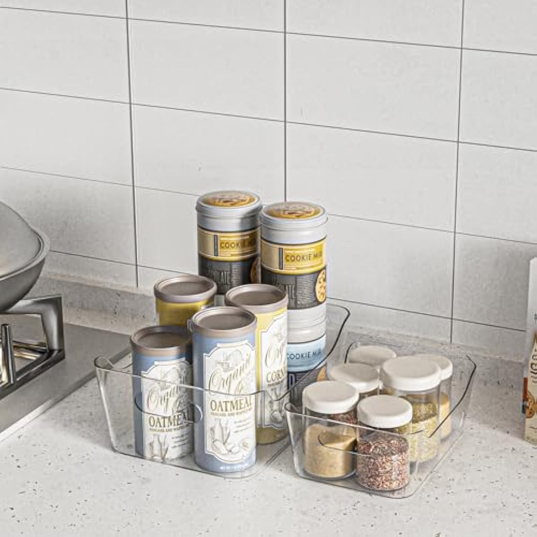 Jolof Store 12-Piece Clear Plastic Storage Bins for Kitchen & Makeup