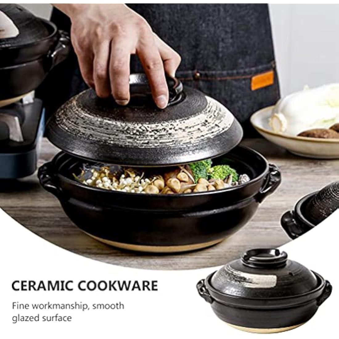 Jolof Store Ceramic Clay Pot – 900ML Non-Stick Asian Casserole Stewpot