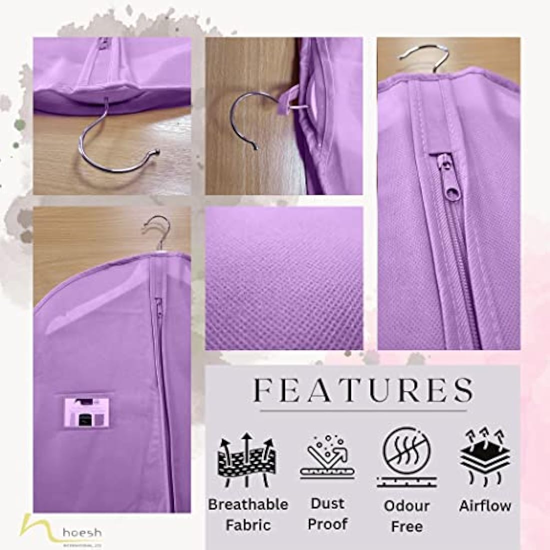 Breathable Wedding Dress & Prom Gown Garment Bag - Lilac