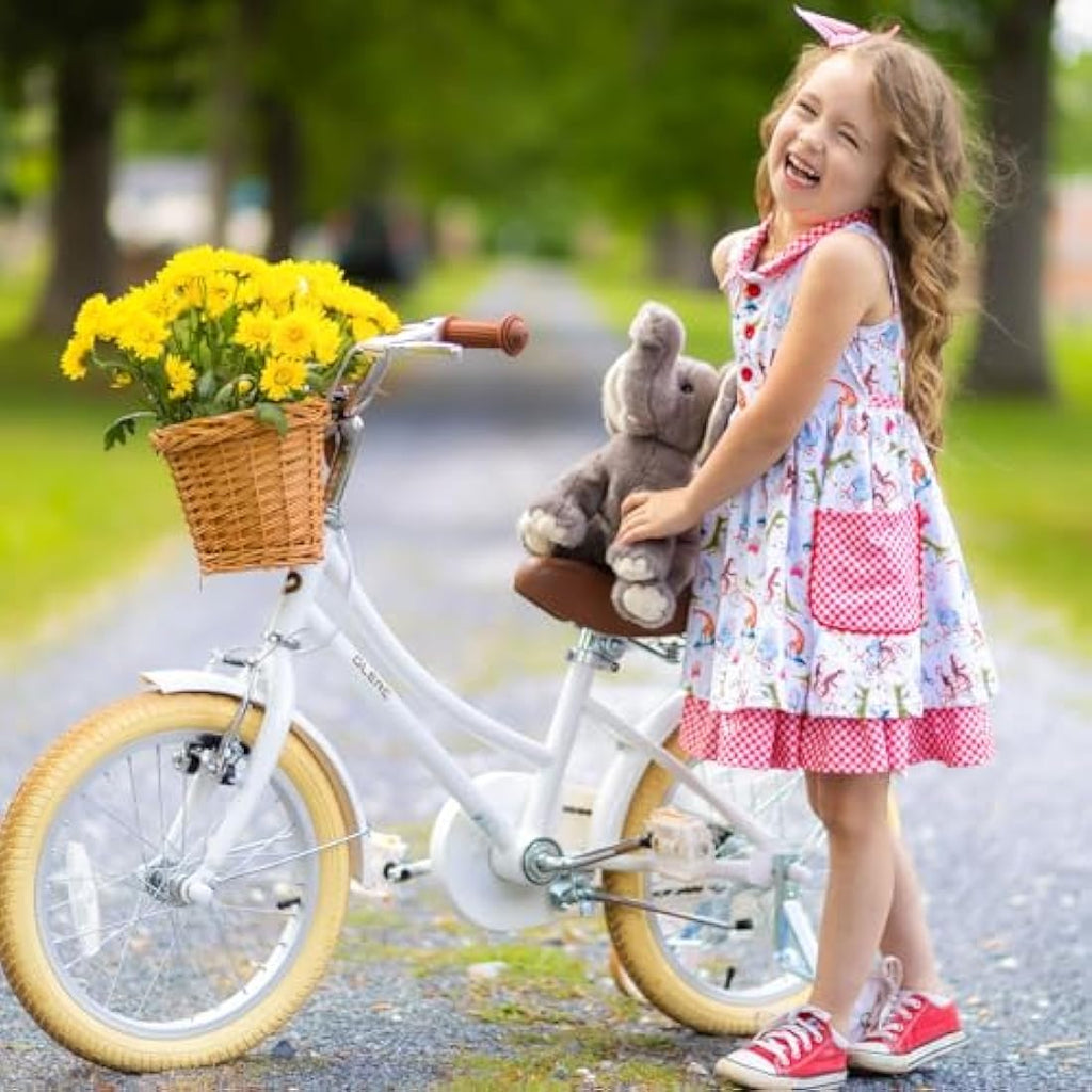 Glerc Little Molly 16 Inch Kids Retro Girls Bike with Wicker Basket