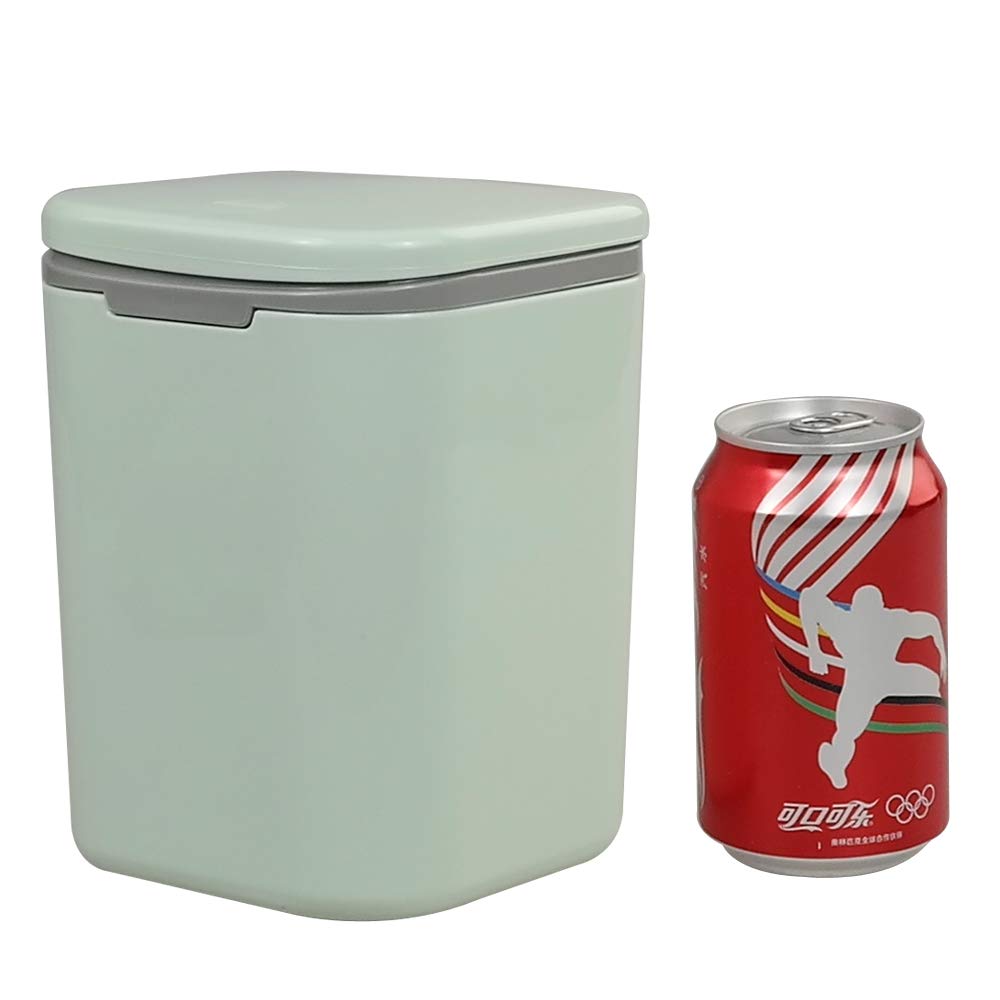 Gitany Push-button Mini Desktop Dustbin with lid, Small Trash Bin Green - image 5