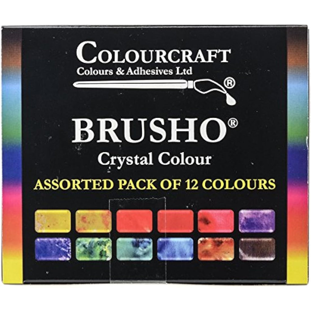 Brusho Crystal Colour Powder - Assorted 12 Pack - Non-Toxic Art Paint