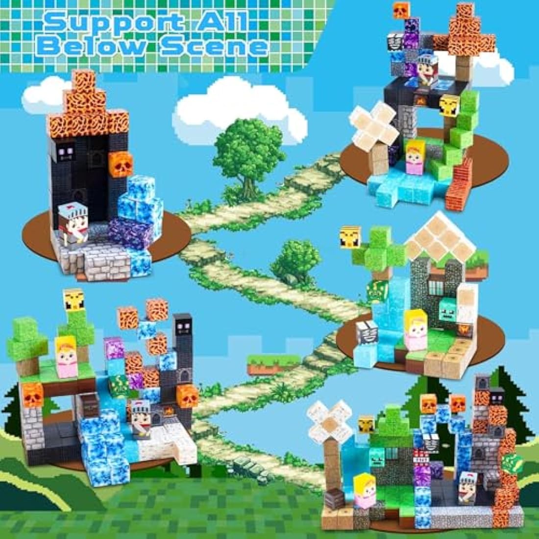 GraceDuck 150 PCS Magnetic Blocks – Dark Forest Castle STEM Building Toys