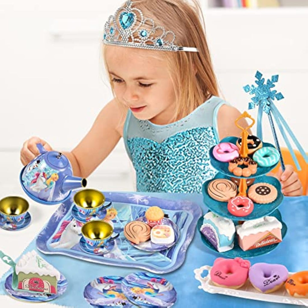 Frozen Princess Tea Set – 49PC Tin Pretend Play Kitchen Toys