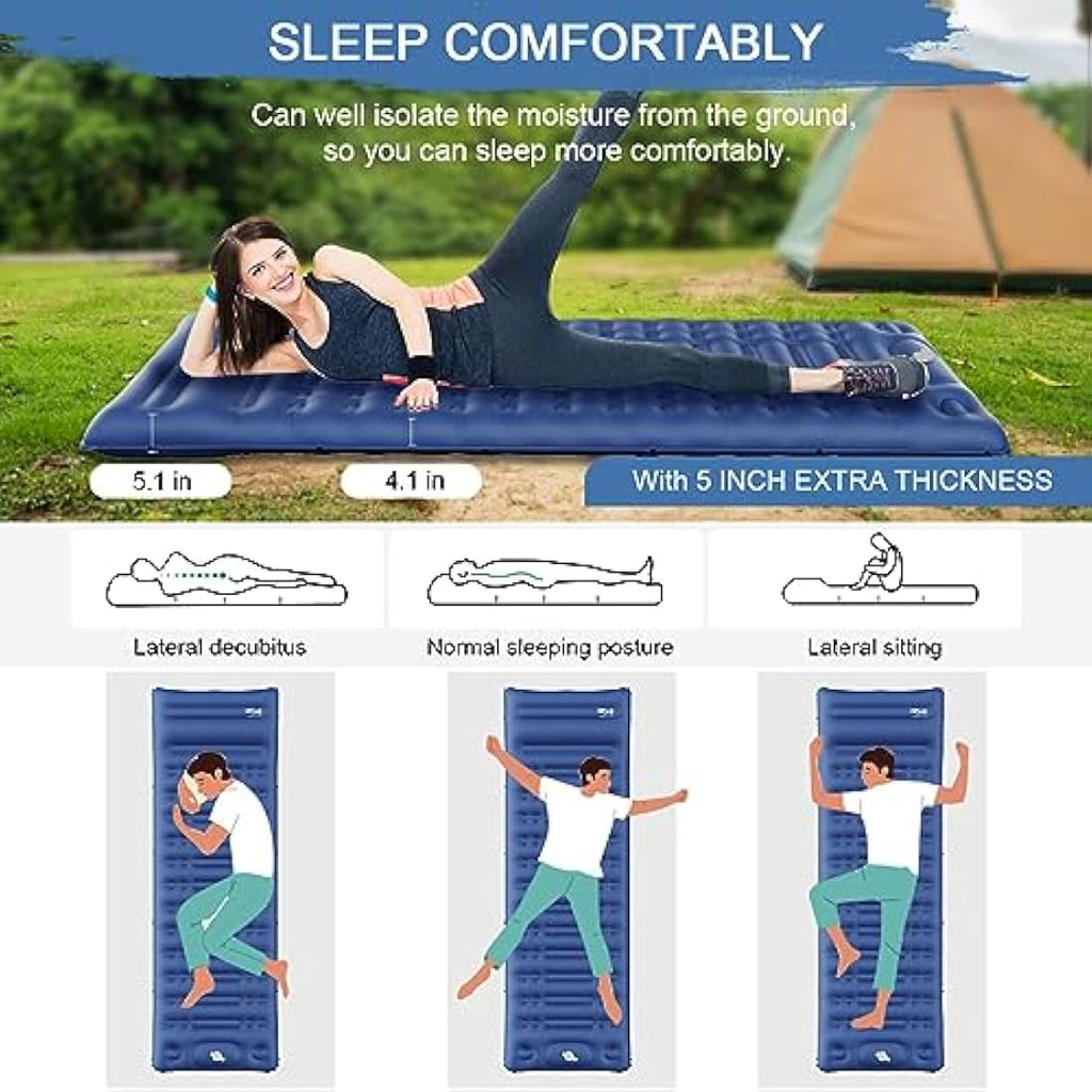 HiiPeak Inflatable Sleeping Pad – Ultralight Camping Mat with Foot Pump