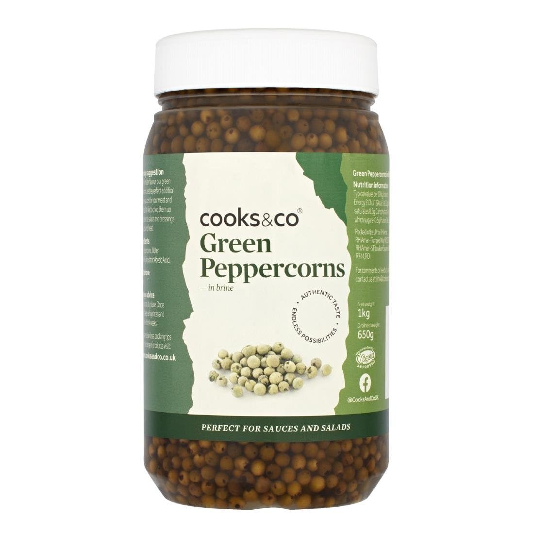Cooks & Co Green Peppercorns in Brine – Gourmet Sauce Seasoning 1kg