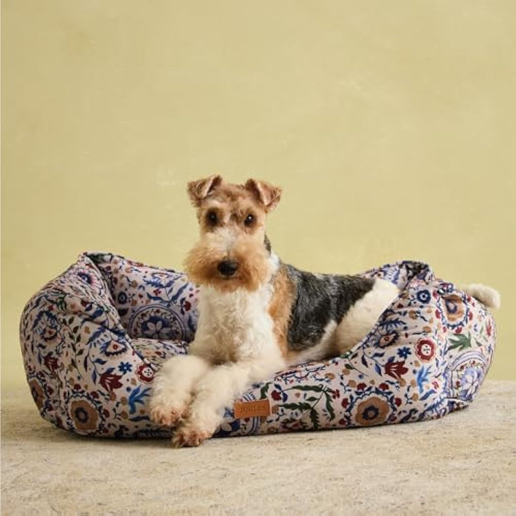 Rosewood x Joules Large Dog Bed | Floral Box Bed with Non-Slip Base
