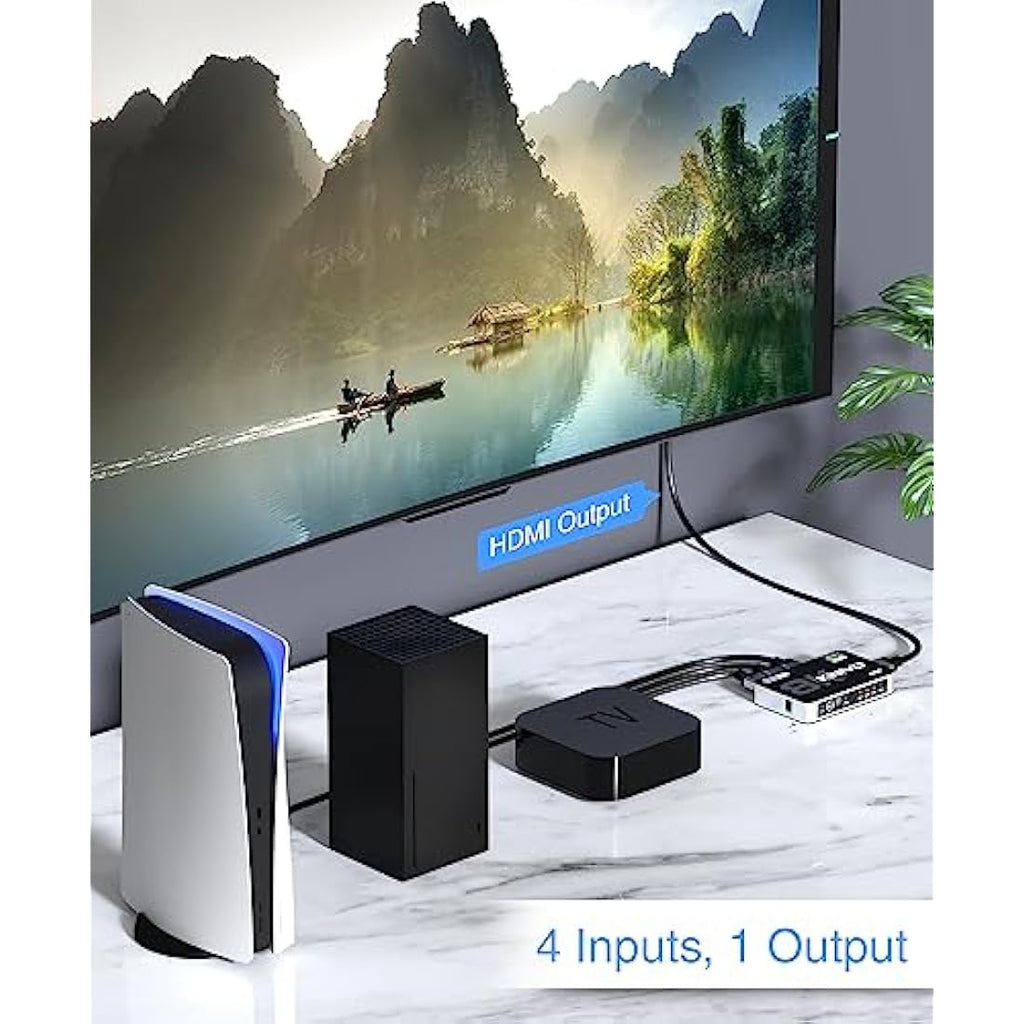 Kinivo 8K HDMI 2.1 Switch - 4 Port 4K 120Hz Hub with Remote for PS5 & Xbox