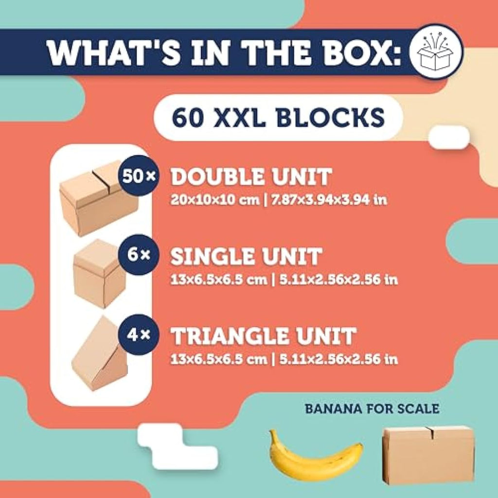 GIGI BLOKS 60 XXL Cardboard Building Blocks | Giant Kids STEM Toy Set