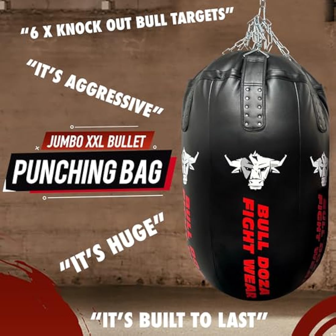 Bull Doza Bullet Punch Bag | 100kg Heavy-Duty Self-Fill Boxing Bag