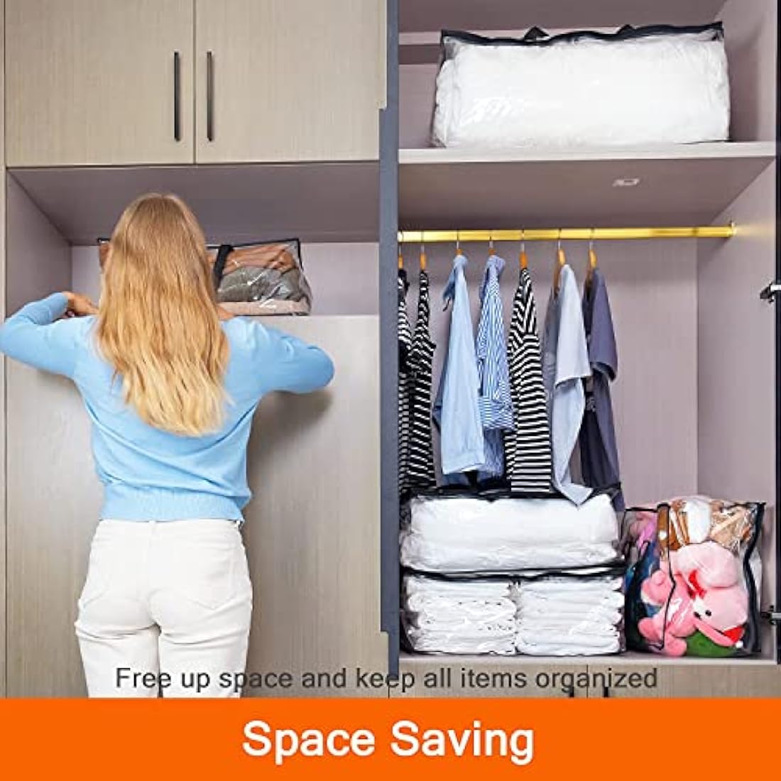 Vieshful 110L Clear Comforter Storage Bags, 5 Pack PVC Closet Organizers