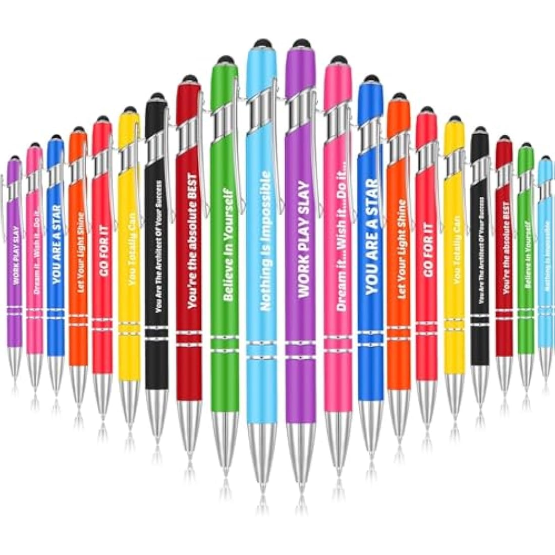 20Pcs Inspirational Ballpoint Pens with Stylus Tip – 10 Colors