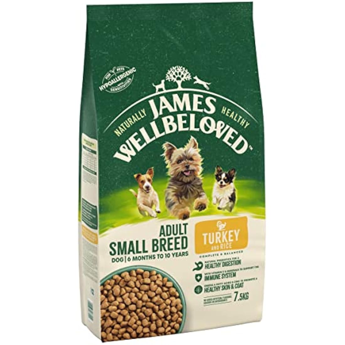 James Wellbeloved Adult Small Breed Turkey & Rice Dry Dog Food - 7.5kg
