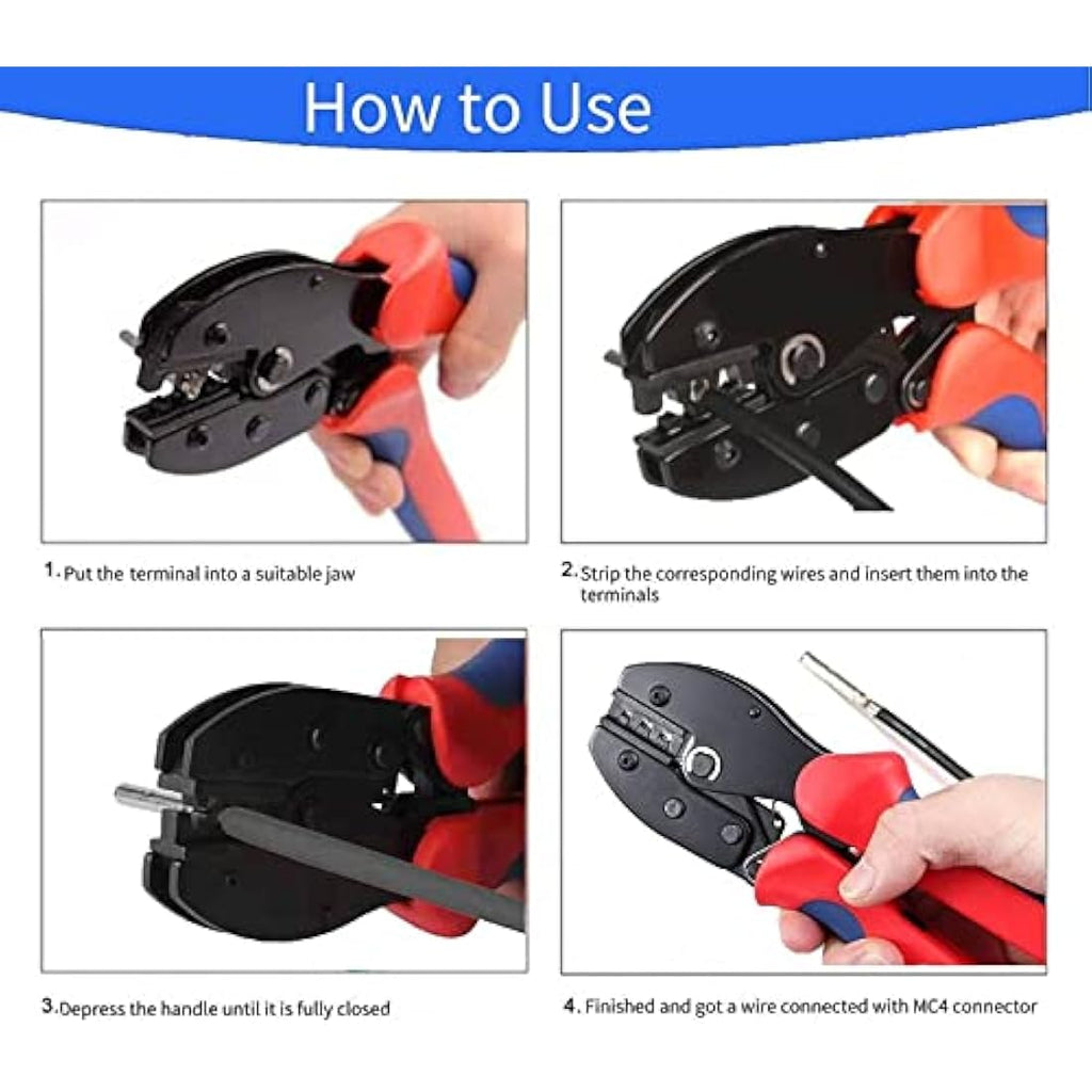 QeeHeng Solar Crimping Tool Kit | 26-10AWG Ratchet Crimper & Connectors