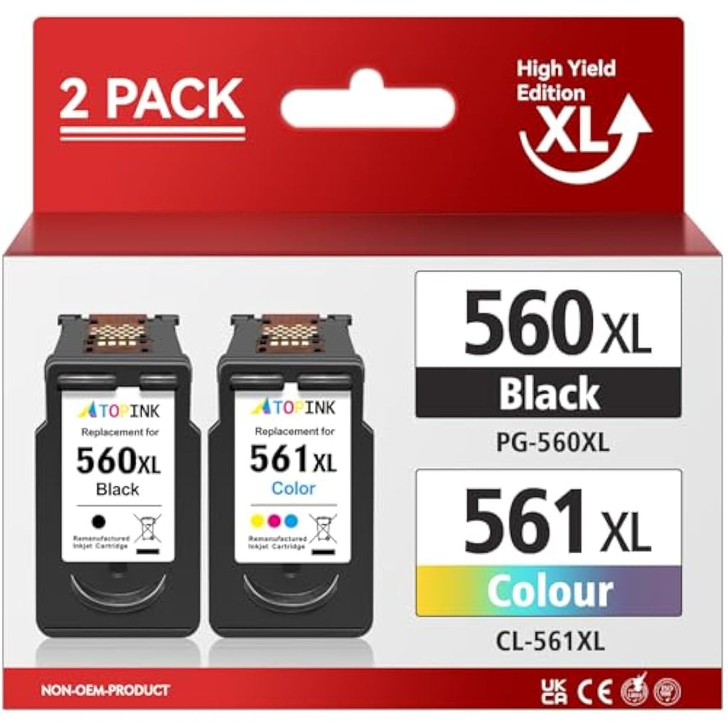 ATOPINK 560XL 561XL Ink Cartridges for Canon Pixma TS5350 TS7450 | 2-Pack