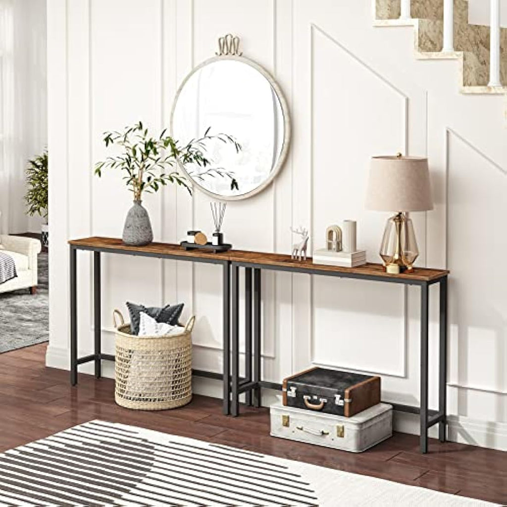 HOOBRO Narrow Console Table – 100cm Slim Industrial Sofa Table