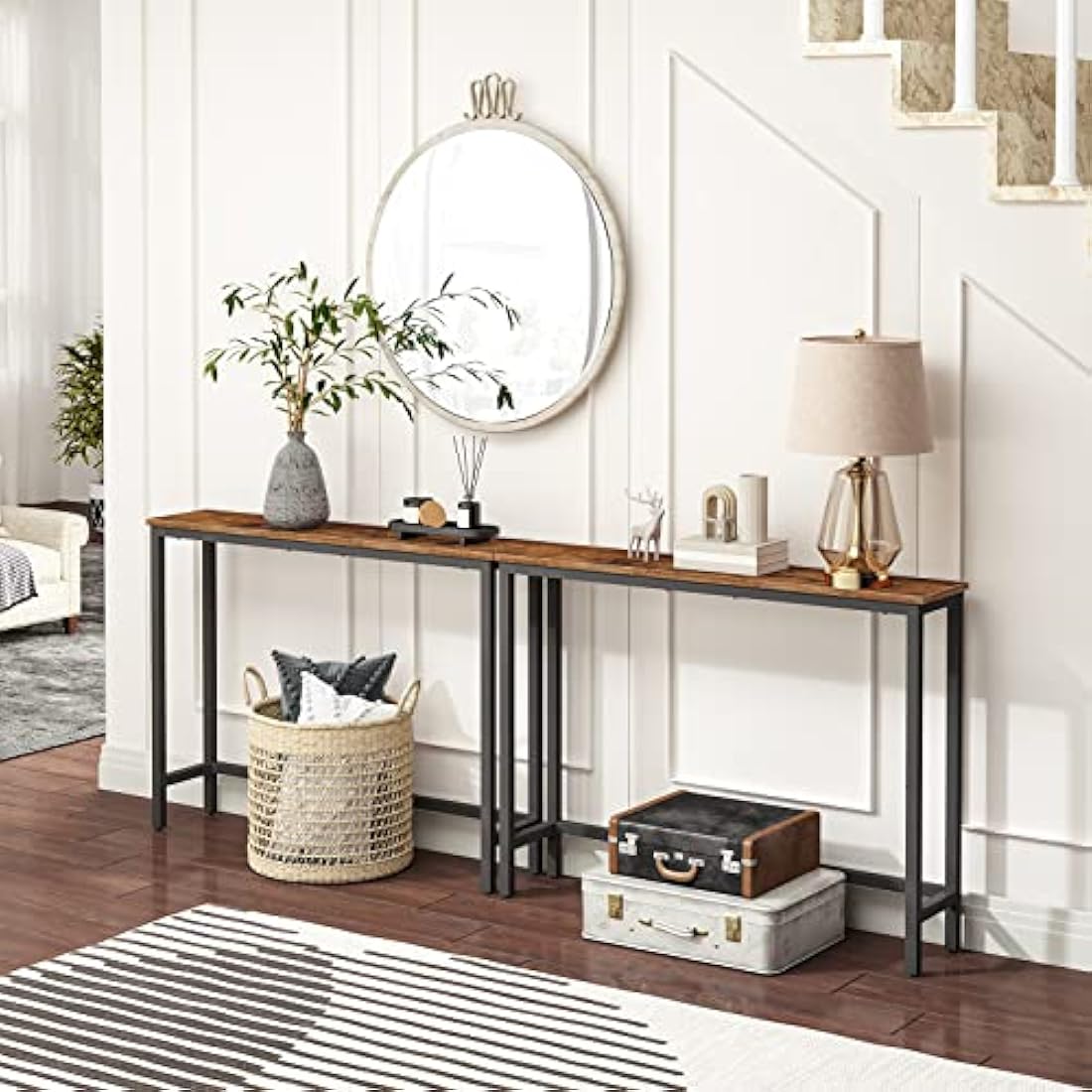 HOOBRO Narrow Console Table – 100cm Slim Industrial Sofa Table