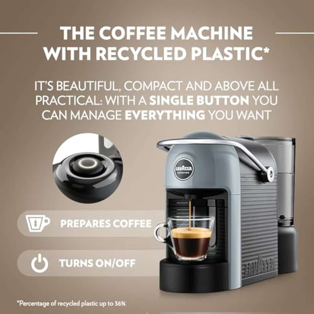 Lavazza A Modo Mio Jolie EVO Coffee Capsule Machine - Recycled Plastic - Grey