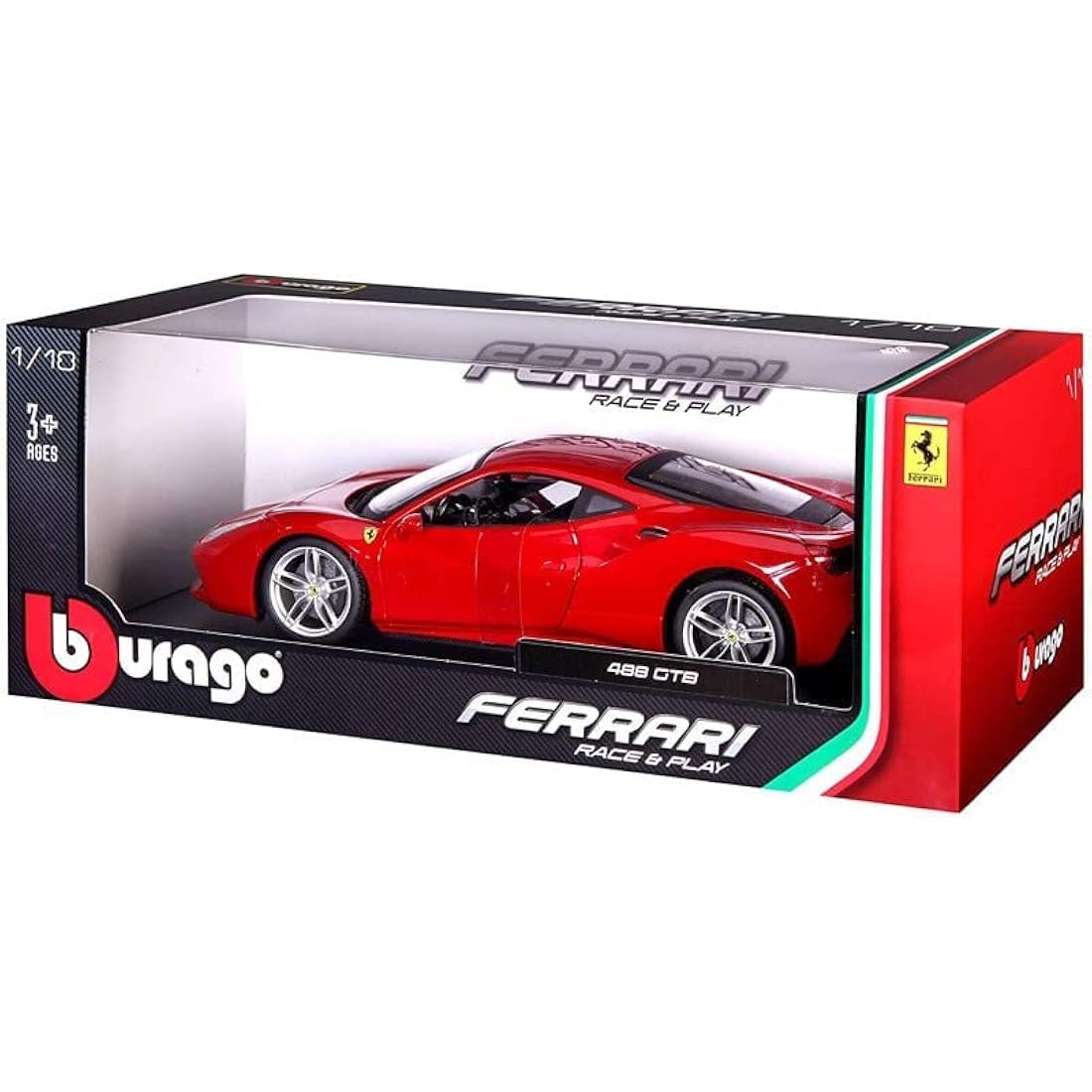 Bburago Ferrari 488 GTB 2016 Diecast Model Car – 1:18 Scale Red