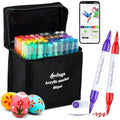 60 Color Dual Tip Acrylic Paint Pens with Drawing App