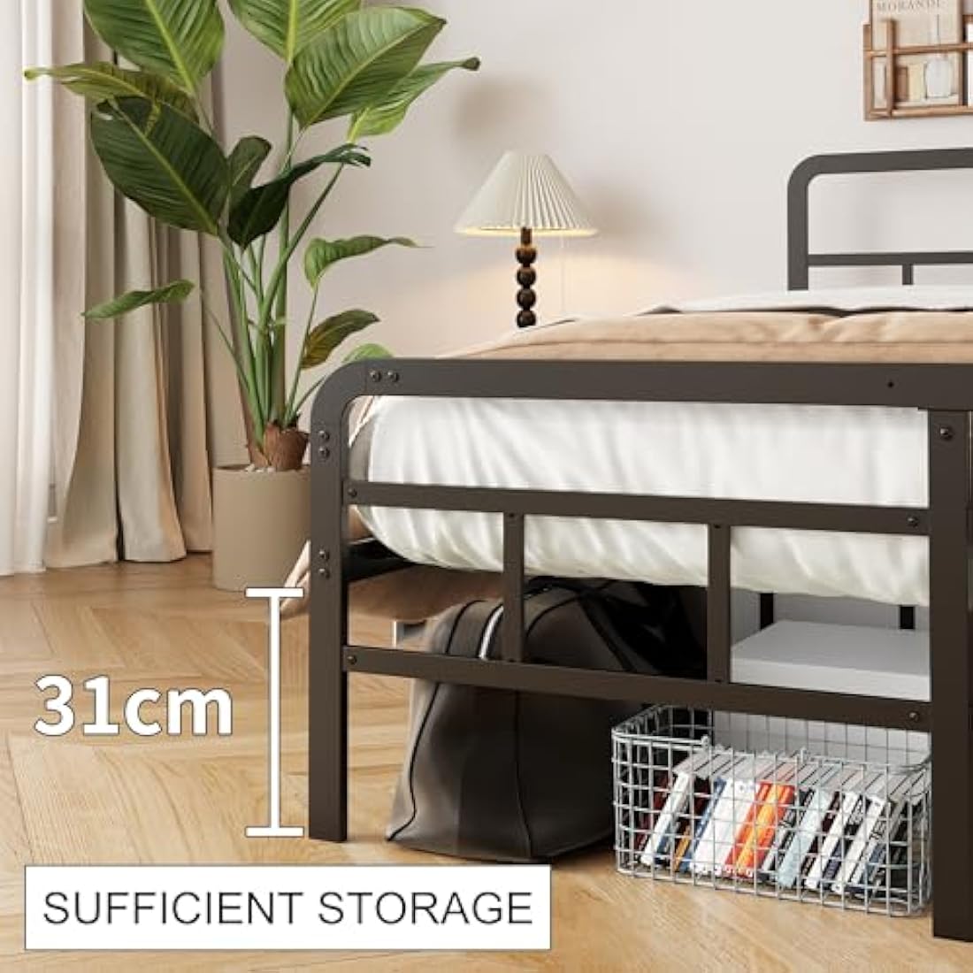 Yicensen Small Single Metal Bed Frame – Black Platform Bed 75x190cm