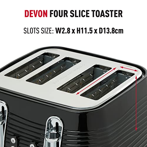 Haden Devon 4-Slice Toaster | Black Stainless Steel with Wide Slots