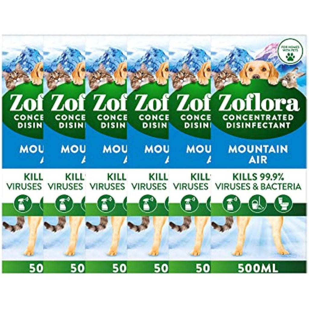 Zoflora Mountain Air Concentrated Disinfectant Liquid - 500ml (Pack of 6)