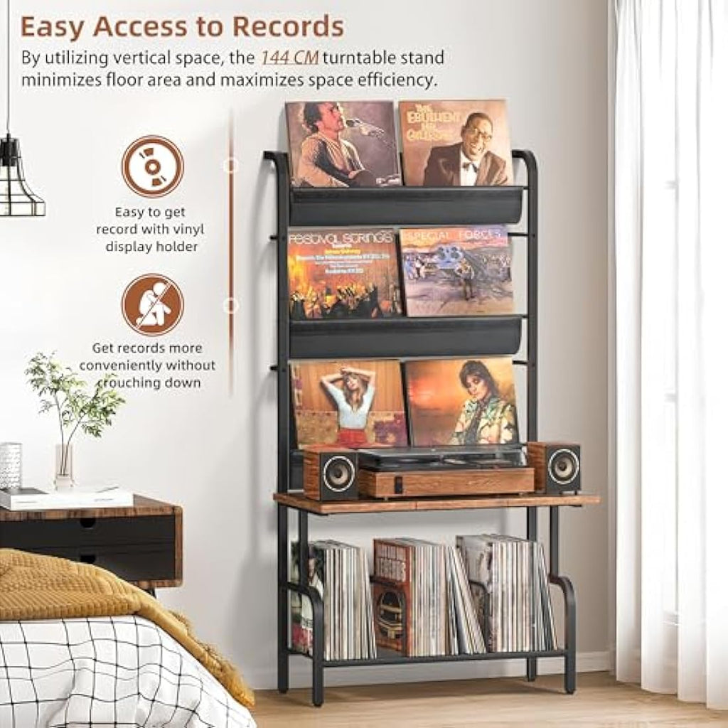 Bikoney Vinyl Record Storage Cabinet | 300 Album Turntable Stand