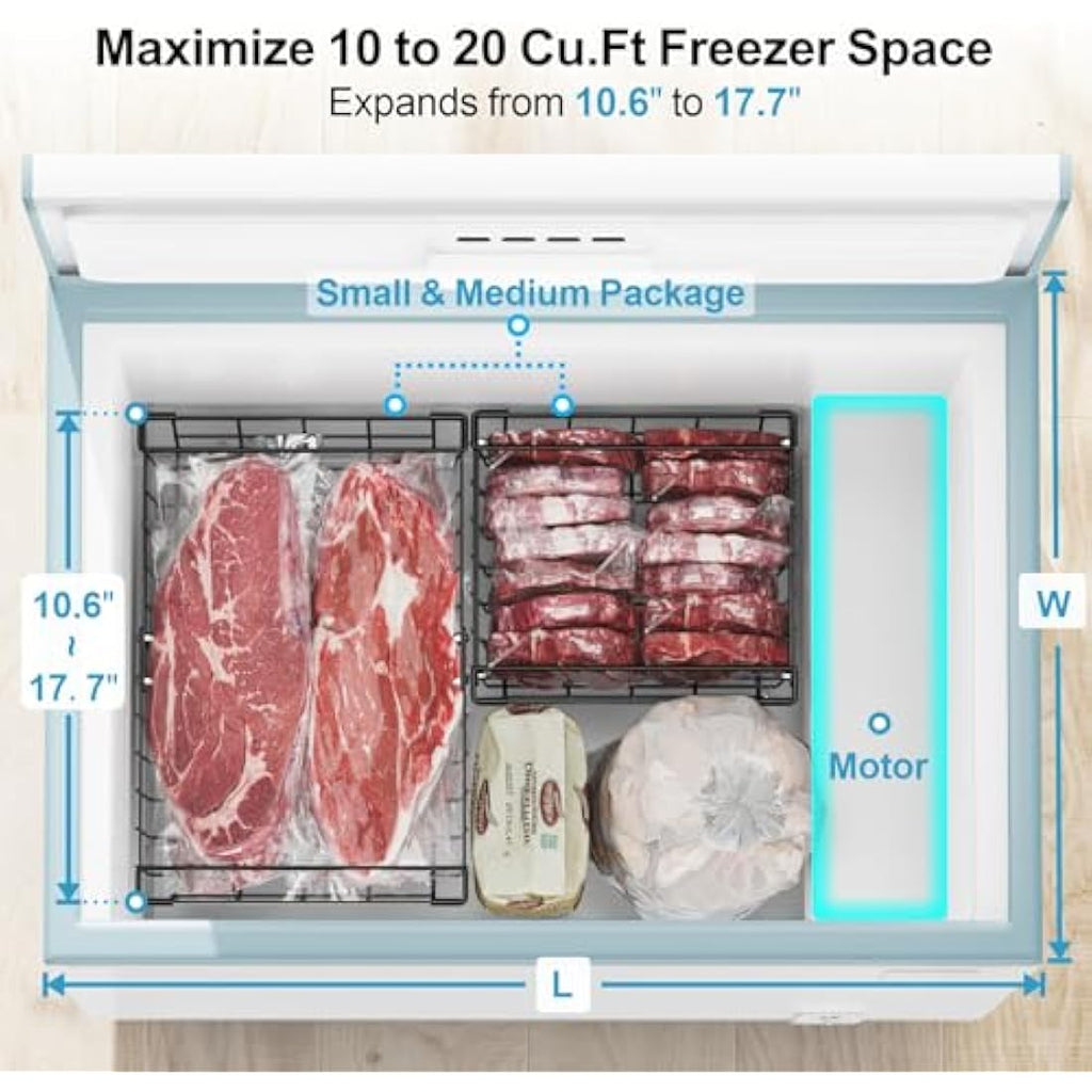 iSPECLE Chest Freezer Baskets | 4 Pack Expandable Wire Organizers